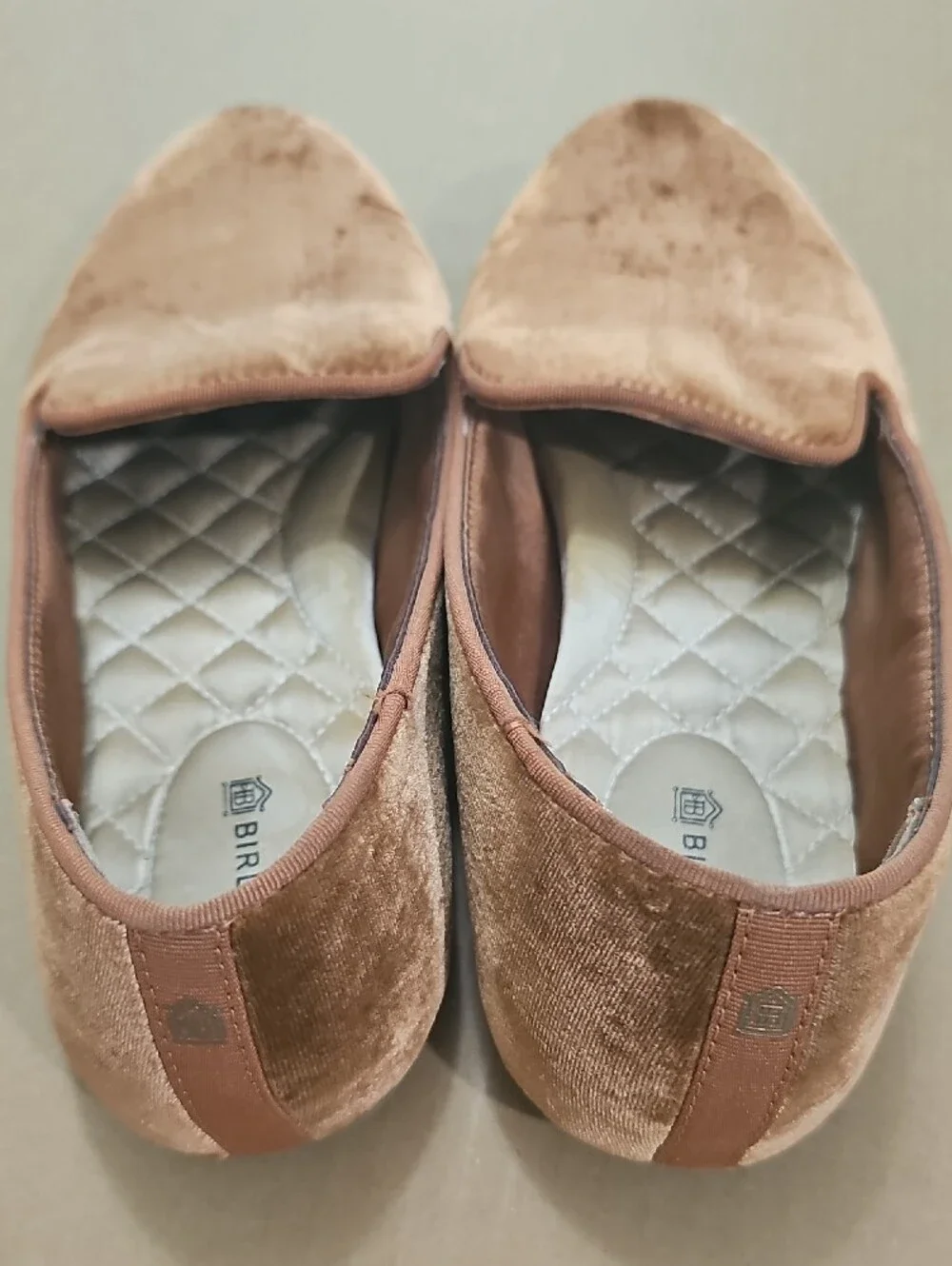 Birdies Velvet Slip-On Loafer in Camel-Rust Brown